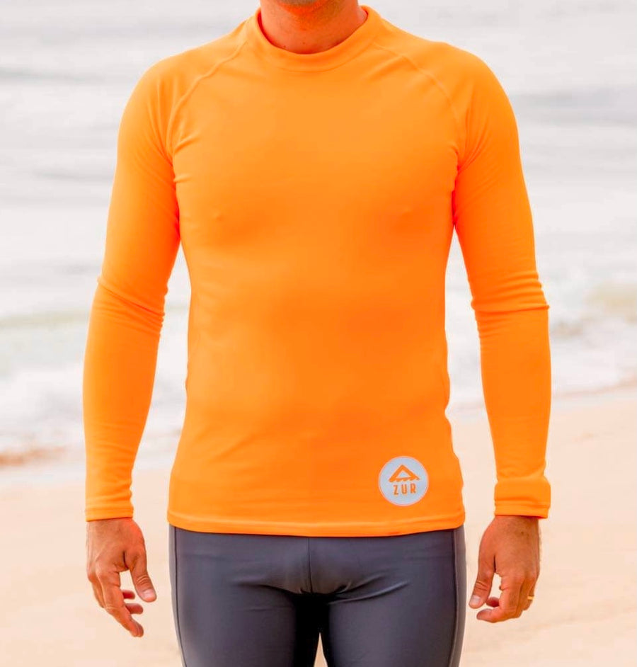  Camiseta térmica naranja de manga larga para hombre